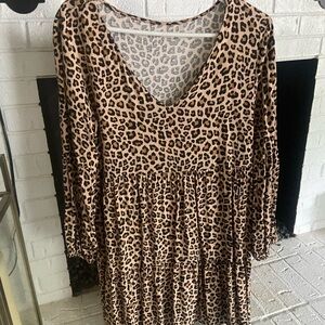 Leopard Print Long Sleeve Dress